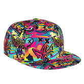 Fashion Hip Hop Style Adjustable Snapback Hat for Men and Women Sun Cap Graffiti Cap Doodle Baseball Cap Flat Bill Brim Hat